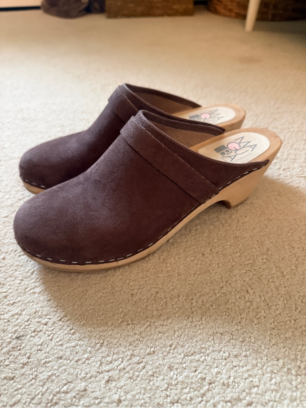 Maguba Brown Suede Clog Heels - Women
